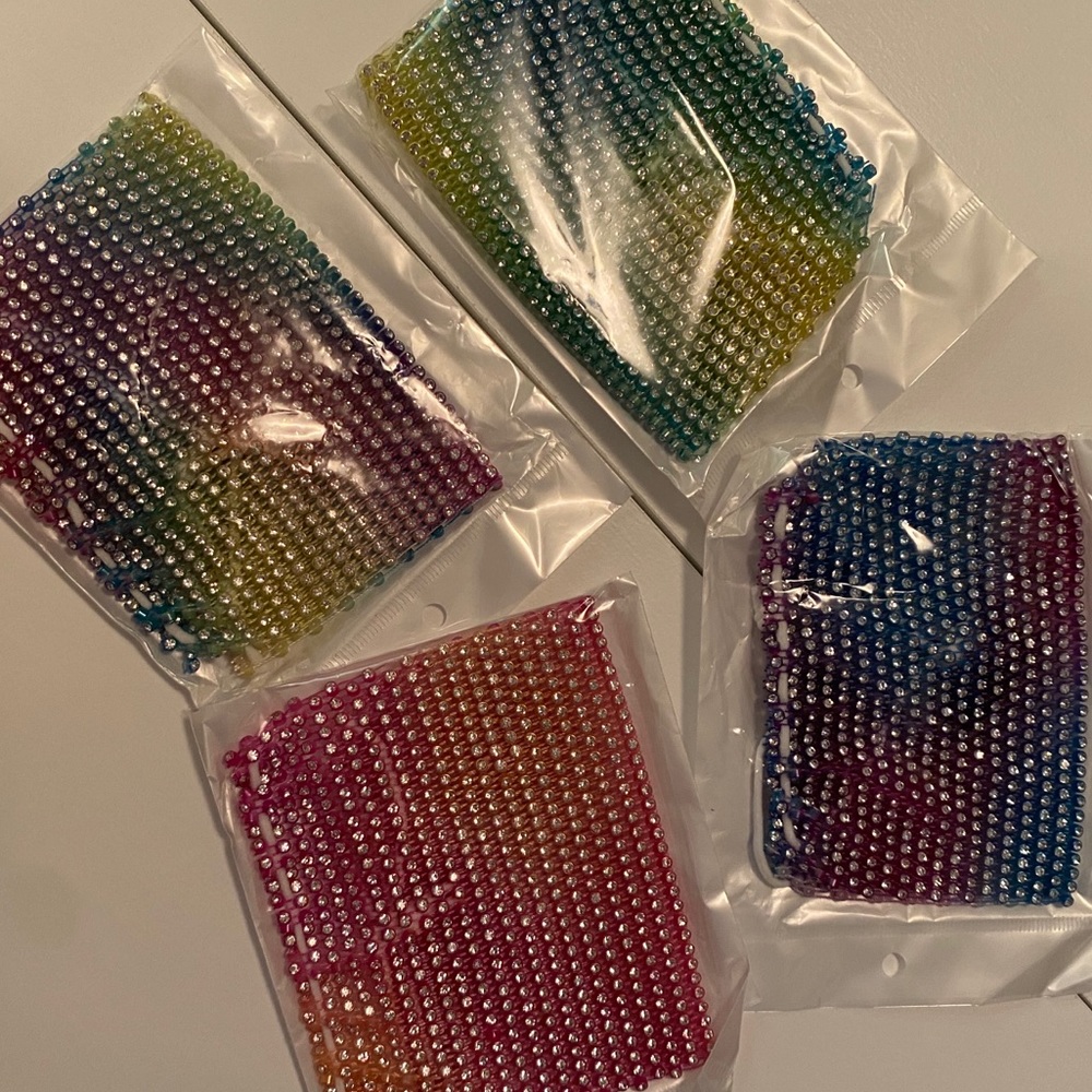 4 Pack Multicolor rhinestone formal face mask